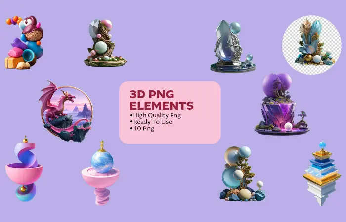 Playful cartoon design 3D asset bundle image